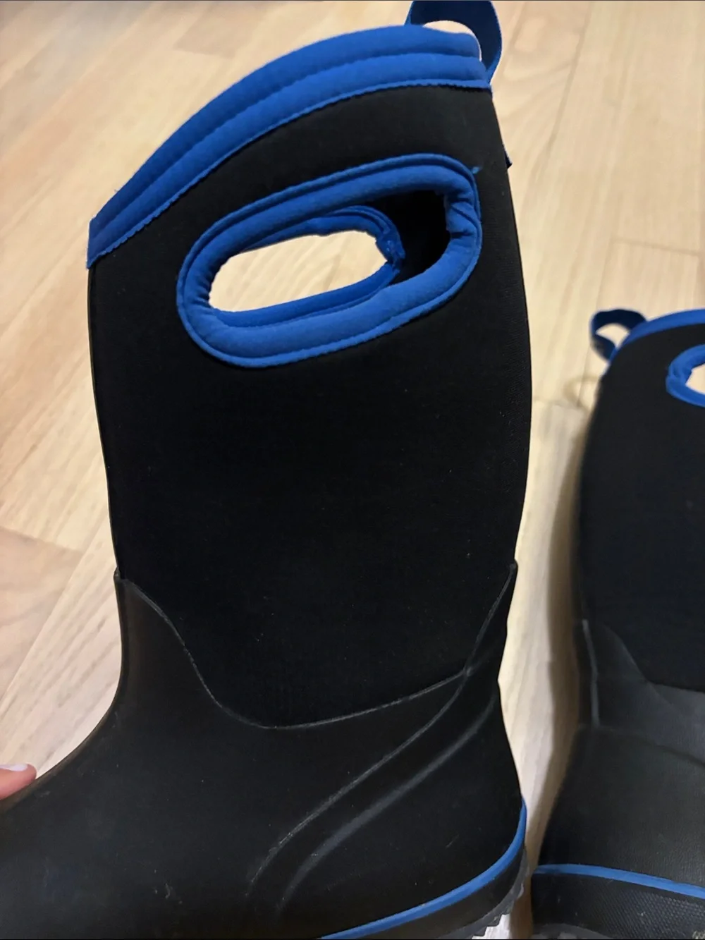 Kids Black & Blue Waterproof Rain Boots